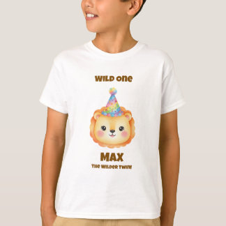 Camiseta de cumpleaños Safari Niño Gemelo León