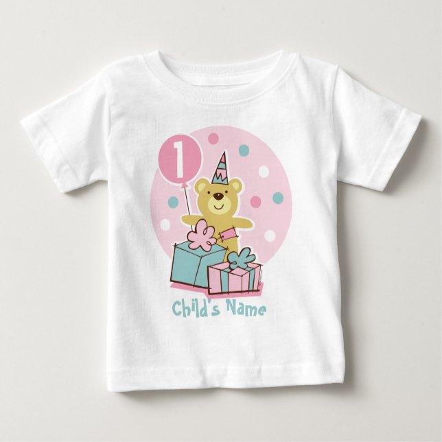 Camiseta de cumpleaños Teddy Bear - Personalizada (Anverso)