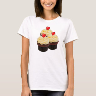 Camiseta de cupcakes de terciopelo rojo
