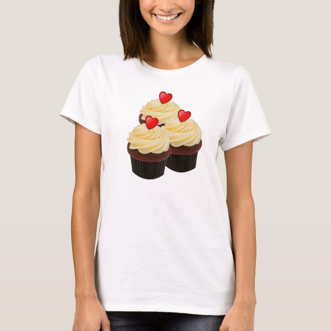 Camiseta de cupcakes de terciopelo rojo (Anverso)