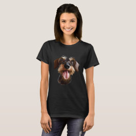 Camiseta de Dachshund con cable feliz