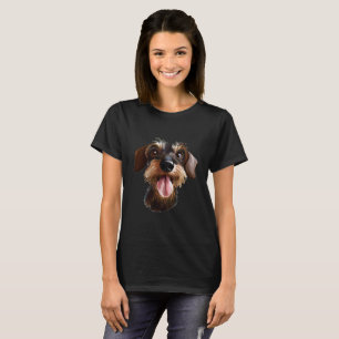 Camiseta de Dachshund con cable feliz