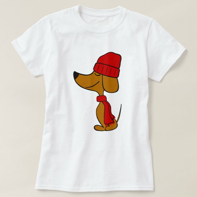 Camiseta de Dachshund de invierno (Diseño del anverso)