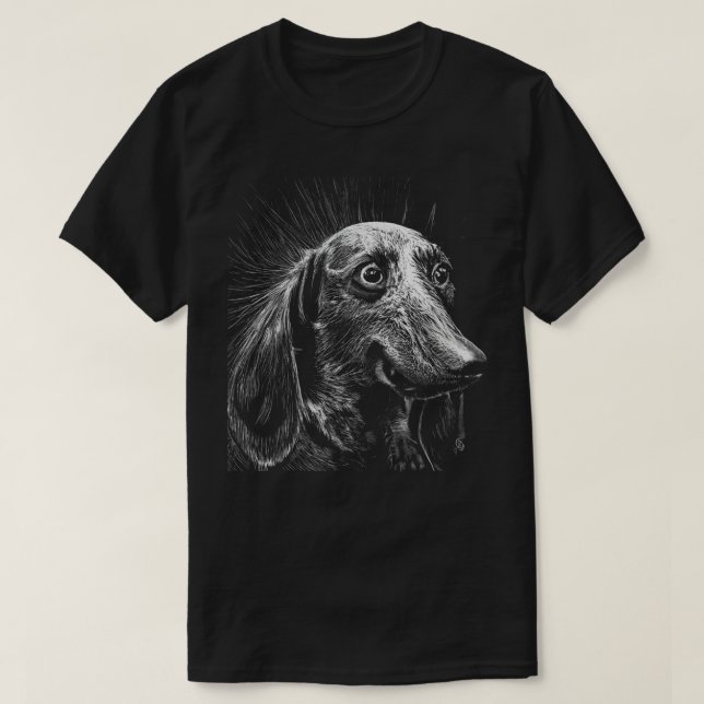Camiseta de Dachshund Scratchboard (Diseño del anverso)