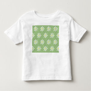 Camiseta de Dainty Daisy Toddler (Sage Green & Whi