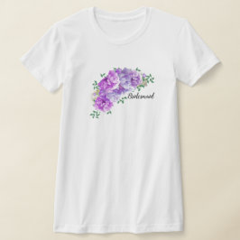 Camiseta de dama de honor de peonías púrpuras