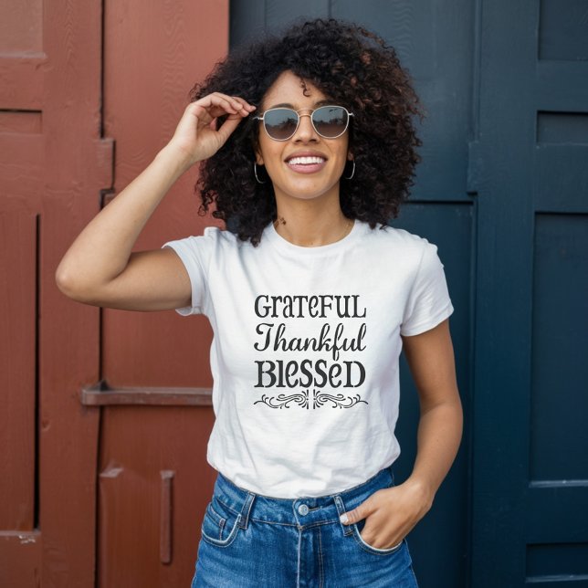 Camiseta De Damas Agradecidas, Agradecidas Y Bendi (Subido por el creador)