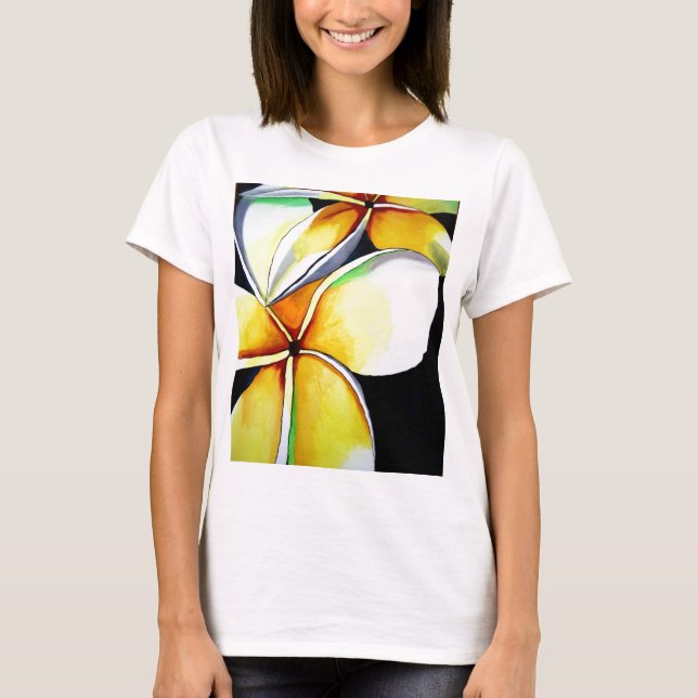 Camiseta de damas de arte floral de Frangipani (Anverso)