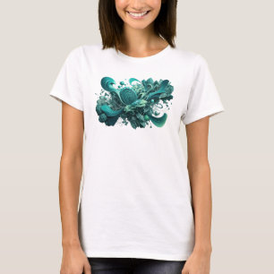 Camiseta de declaración de arte abstracto azul tur