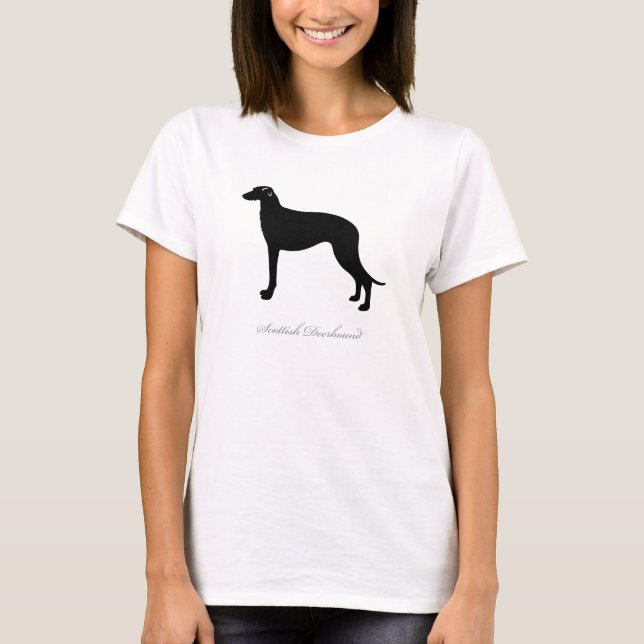 Camiseta de Deerhound del escocés (silueta negra) (Anverso)