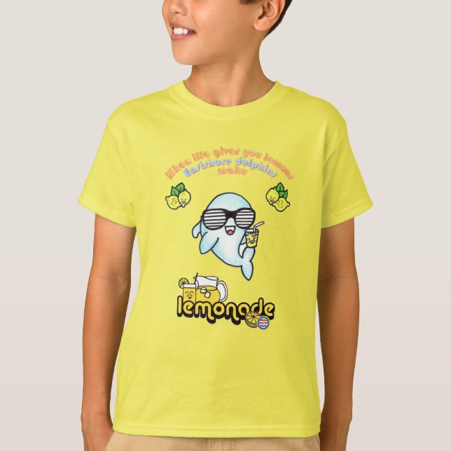 Camiseta de delfín amarillo lemonado de niños (Anverso)