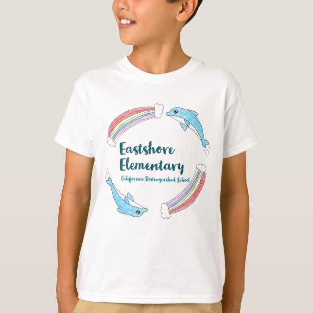 Camiseta de delfín arco iris blanco para niños (Anverso)