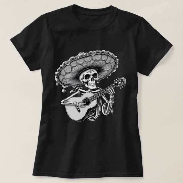 camiseta de dia de los dayo muertos, halloween mex (Diseño del anverso)