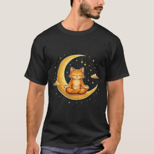 Camiseta de dibujo animado de gato lindo sentado e