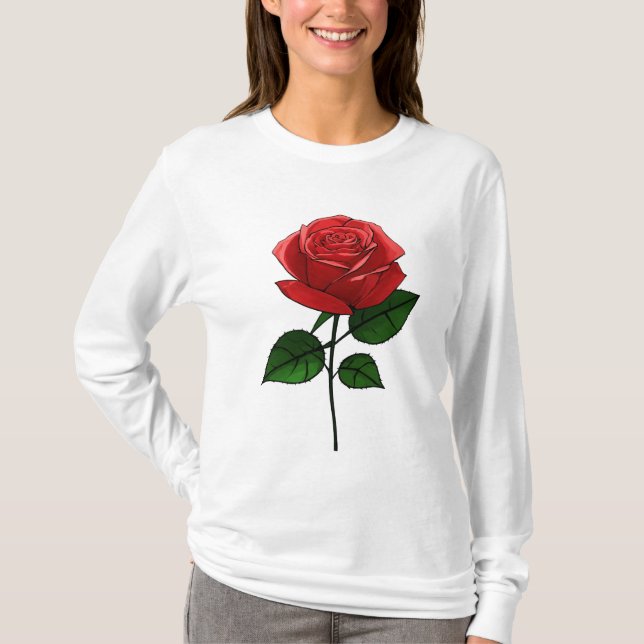 Camiseta de dibujo de capullo de rosa floreciendo (Anverso)