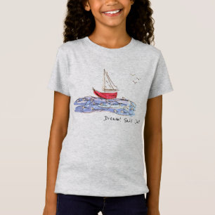 Camiseta de dibujo de gaviotas de barco de mar soñ