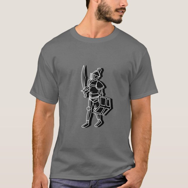 Camiseta de dibujo de la línea de caballero negra  (Anverso)