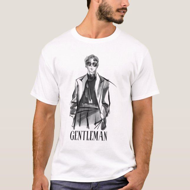 Camiseta de dibujo de moda de caballero elegante (Anverso)