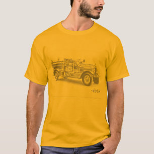 camiseta de dibujo del camión de bomberos
