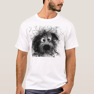 Camiseta de dibujo gótico de perro negro desaliñad