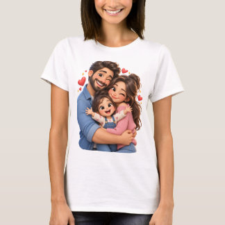 Camiseta de dibujos animados 3D de abrazo familiar