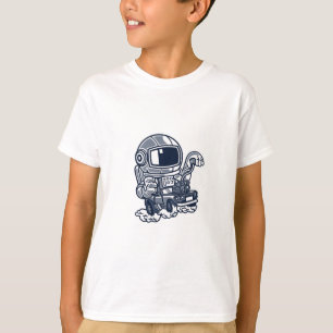 Camiseta de dibujos animados de astronauta conduci