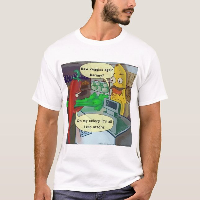 Camiseta de dibujos animados de compras veganas de (Anverso)