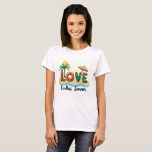 Camiseta de dibujos animados de elementos de playa
