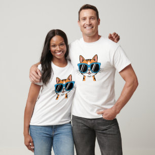 Camiseta de dibujos animados de gato genial con ga