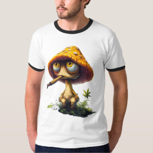 Camiseta de dibujos animados de hongos colocados
