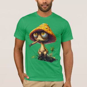 Camiseta de dibujos animados de hongos colocados d