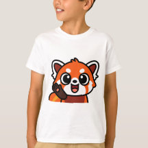 Camiseta de dibujos animados de panda rojo Kawaii