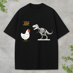 Camiseta de dibujos animados de pollo y esqueleto