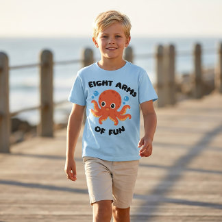 Camiseta de dibujos animados de pulpo con ocho bra