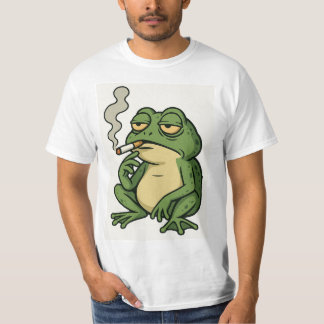 Camiseta de dibujos animados de rana fumando diver