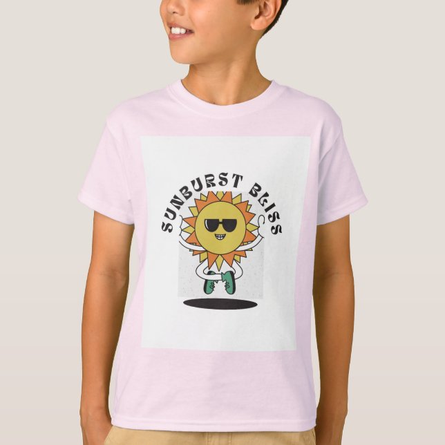 Camiseta de dibujos animados de sol feliz para niñ (Anverso)