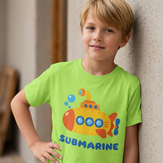 Camiseta de dibujos animados de submarino para niñ