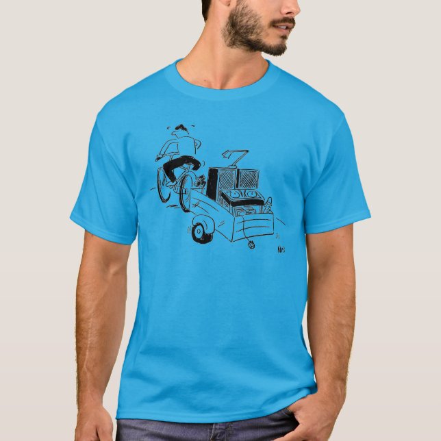 Camiseta de dibujos animados de tocadiscos de DJ M (Anverso)