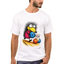 Camiseta de dibujos animados divertida de bolos co