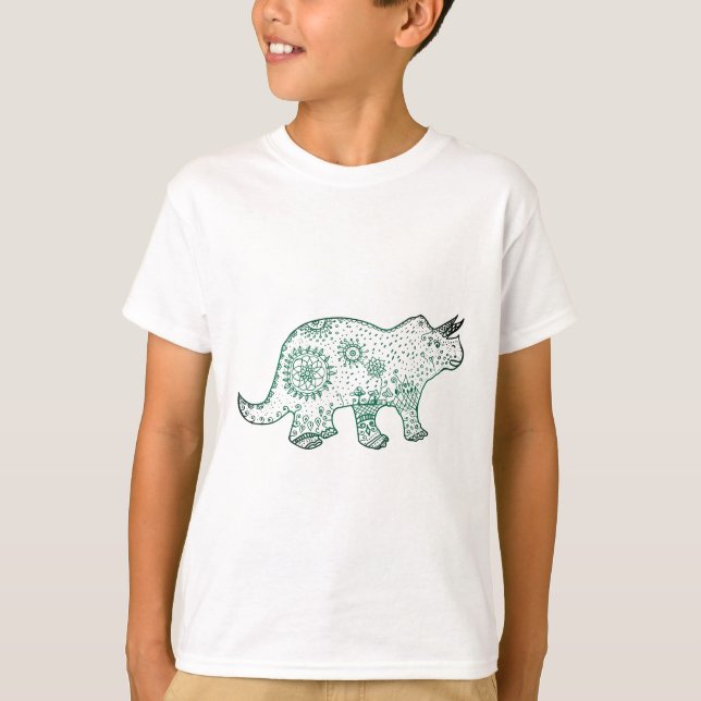 Camiseta de dibujos de Dinosaur Mandala (Anverso)