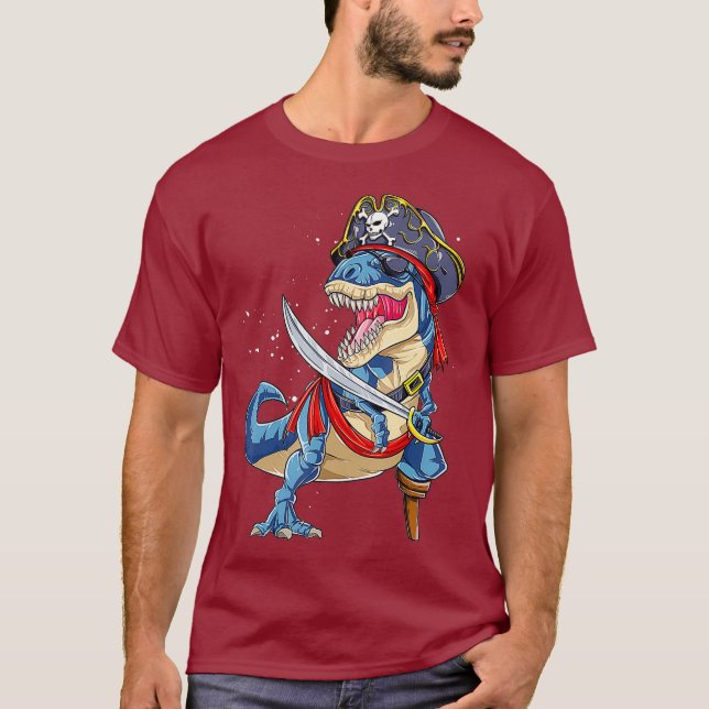 Camiseta de Dinosaur T rex Pirate Jolly Roger Rega (Anverso)
