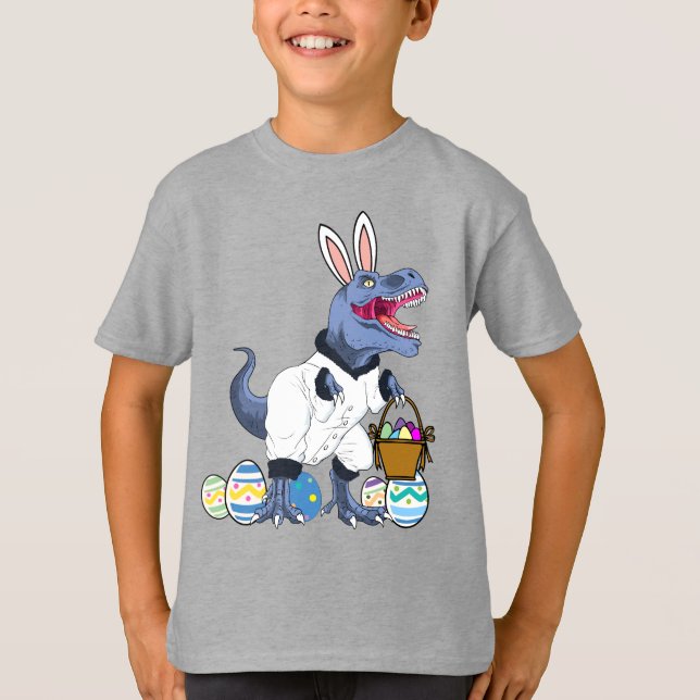 Camiseta de dinosaurio Cool T Rex Easter Basket Re (Anverso)