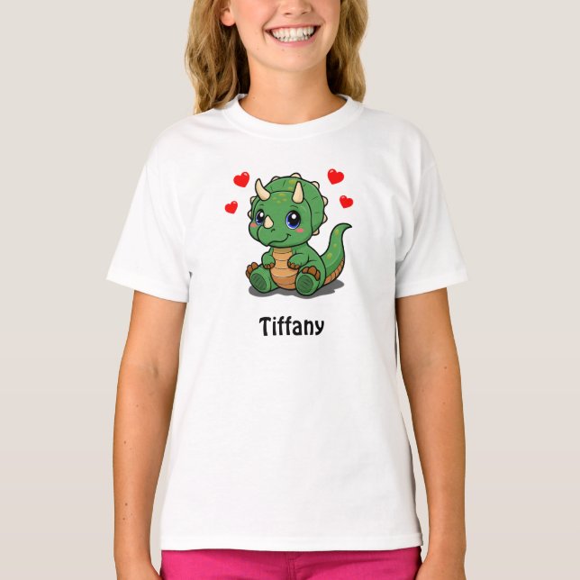 Camiseta de dinosaurio para niños - Añadir nombre (Anverso)