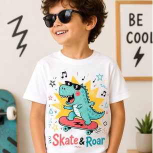 Camiseta de dinosaurio skateboarding genial para n