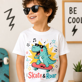 Camiseta de dinosaurio skateboarding genial para n