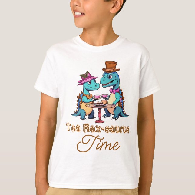 Camiseta de dinosaurios T-Rex - Diseño juguetón y  (Anverso)
