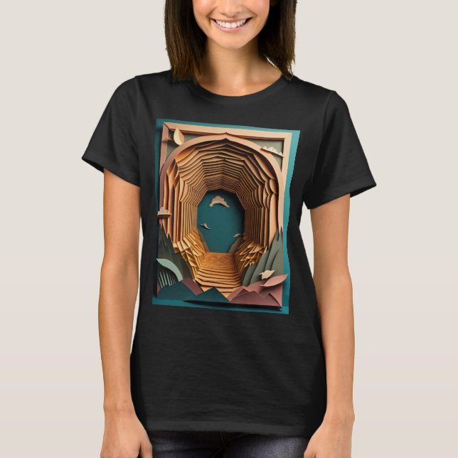 Camiseta de diseño de arte de papel 3D (Anverso)