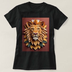 Camiseta de diseño de arte de papel 3D de león
