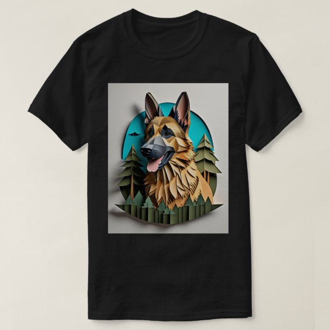 Camiseta de diseño de arte de papel 3D de Shepherd (Diseño del anverso)