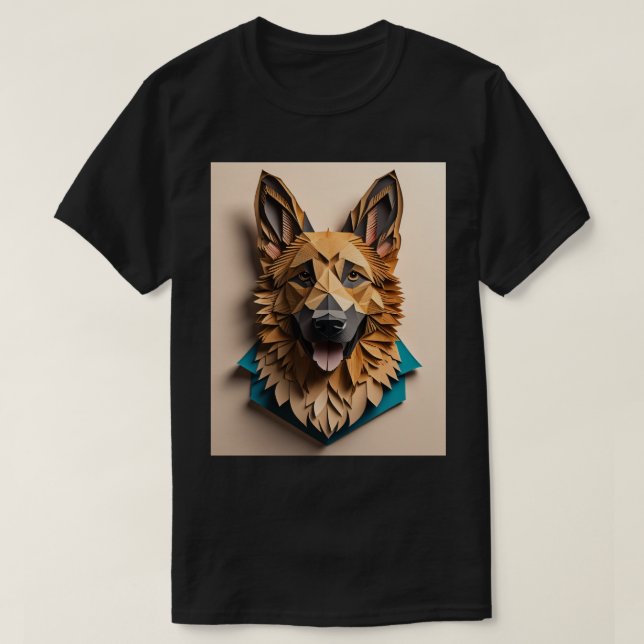 Camiseta de diseño de arte de papel 3D de Shepherd (Diseño del anverso)